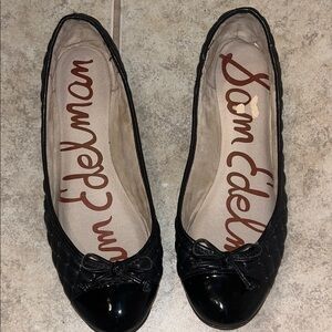 Sam Edelman Black Quilted Ballet Flats with Patent Cap Toe